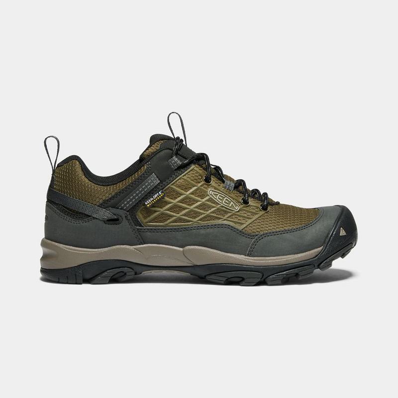 Keen Saltzman Waterproof Mens Hiking Shoes Dark Olive/Black Online Sale (2318-DGZNW)